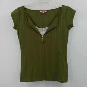 Vintage Energie Layered Look Henley Top Women's M Green Twilightcore Bella Swan